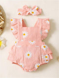 Baby Daisy Printed Bodysuit Dress With Headband