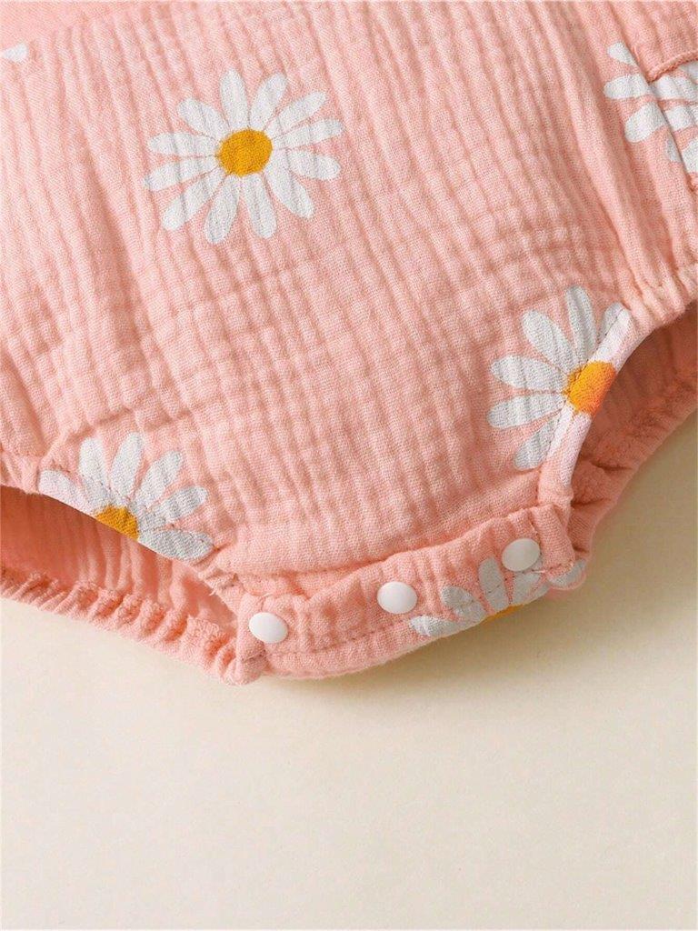 Baby Daisy Printed Bodysuit Dress With Headband