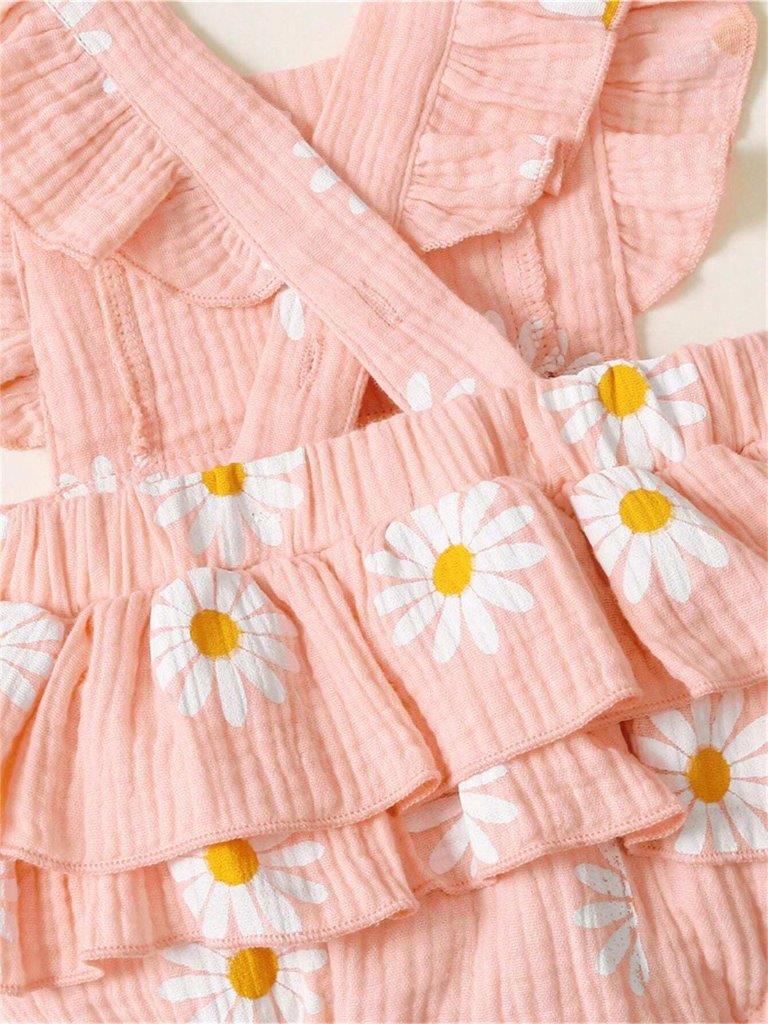 Baby Daisy Printed Bodysuit Dress With Headband