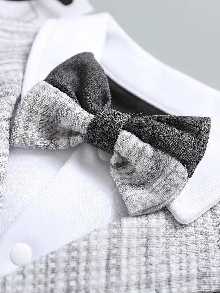 Baby Gentleman Grey Bow Tie 2 in 1 Jumpsuit