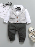 Baby Gentleman Grey Bow Tie 2 in 1 Jumpsuit