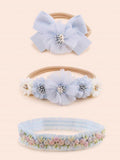 Baby 3 Piece Baby Blue Flower Headband Set