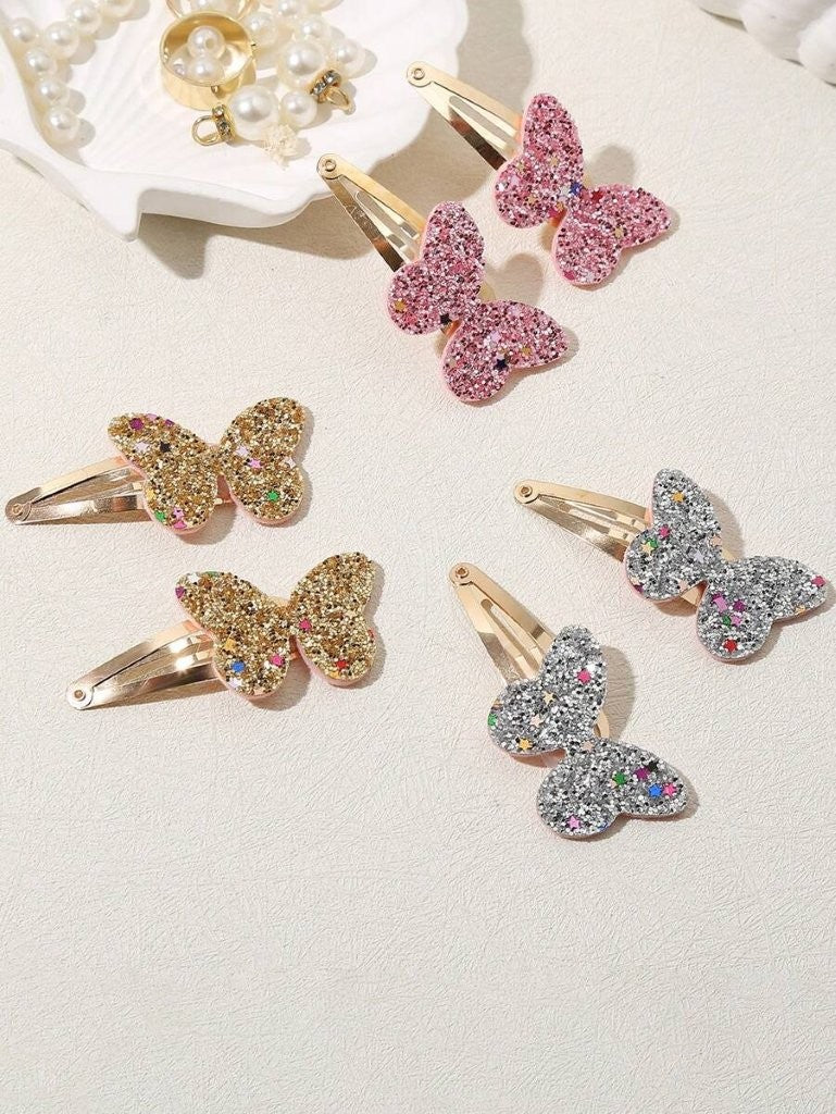 6 Piece Multicolour Butterfly Hair Clips Set