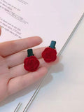 2 Piece Dainty Red Rose Hair Clips