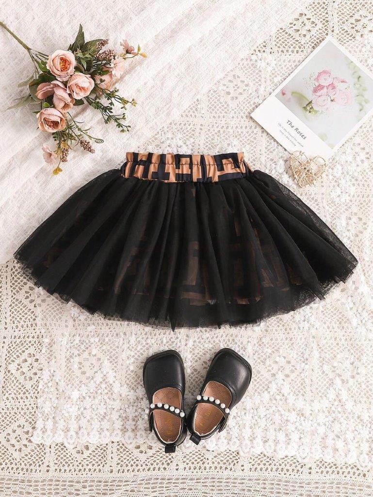 Baby Black Pattern Bow Tutu Skirt