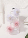 4 Piece Flower Hair Clips White