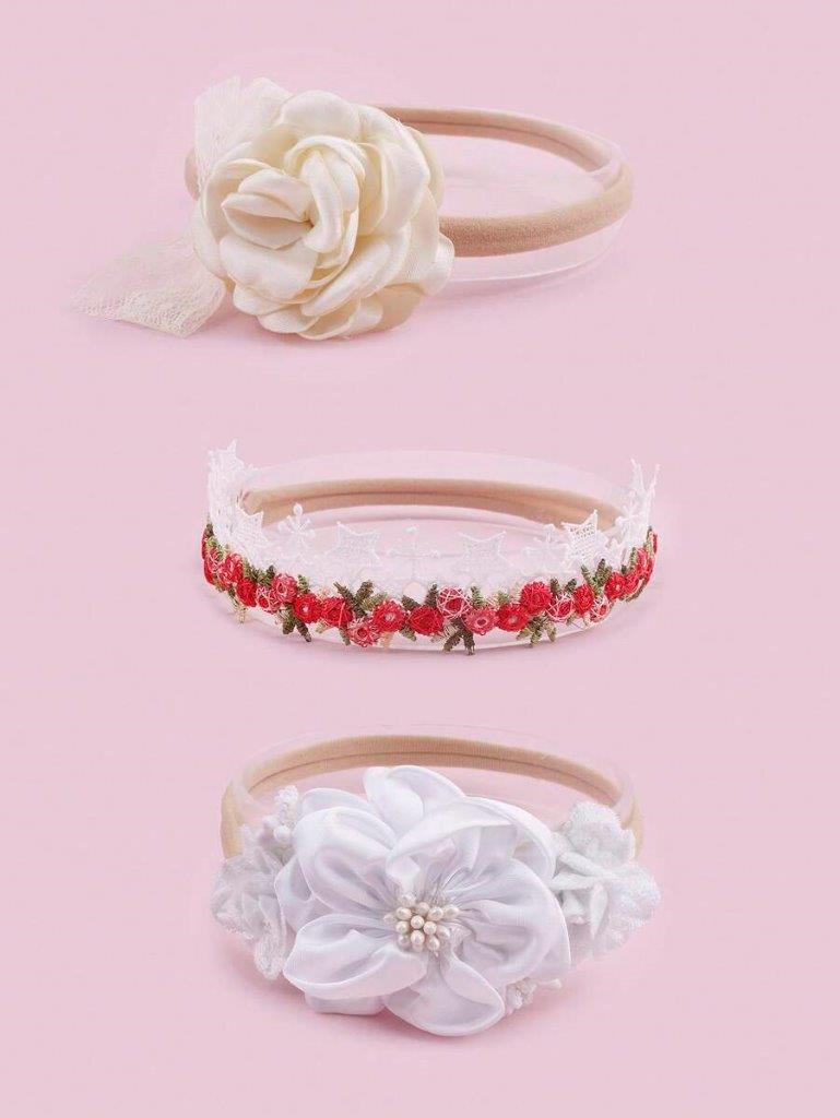 Baby 3 Piece Rose Flower Headband Set