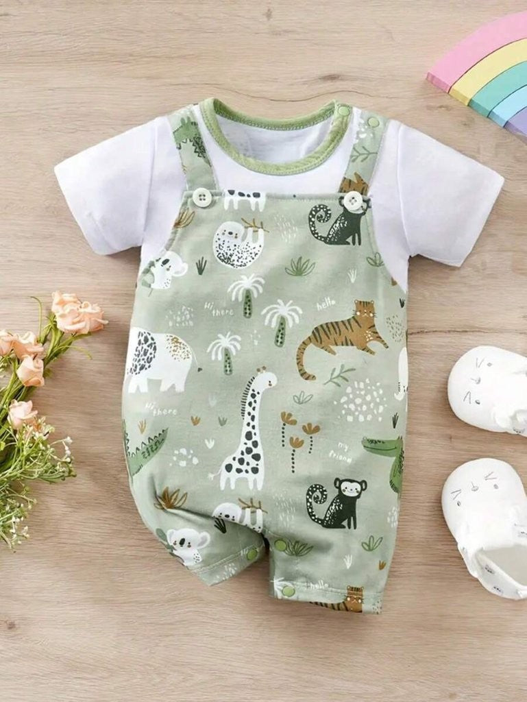 Baby Button Animal Print Romper