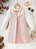 Toddler Girls Elegant Frilled Bow Dress Pink