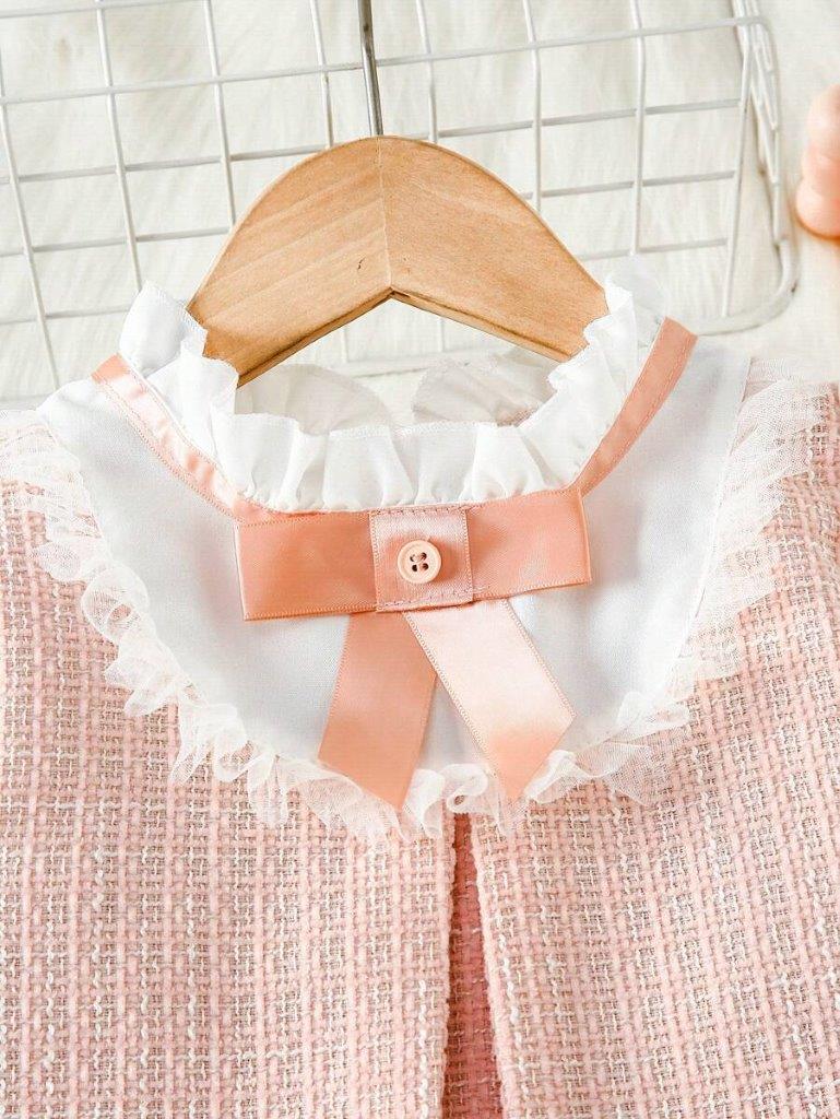 Toddler Girls Elegant Frilled Bow Dress Pink