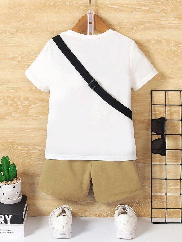 Toddler Boys 3 Piece Slogan Print Tee And Shorts Set