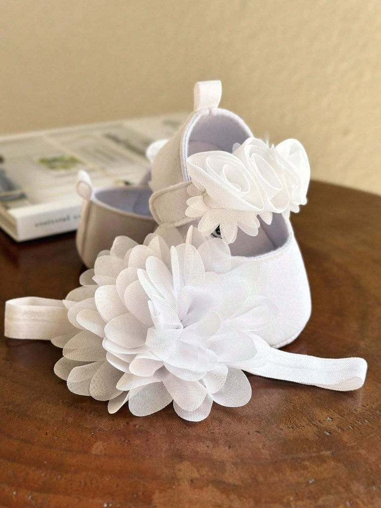 Baby Rose Mary Jane Flats With Headband