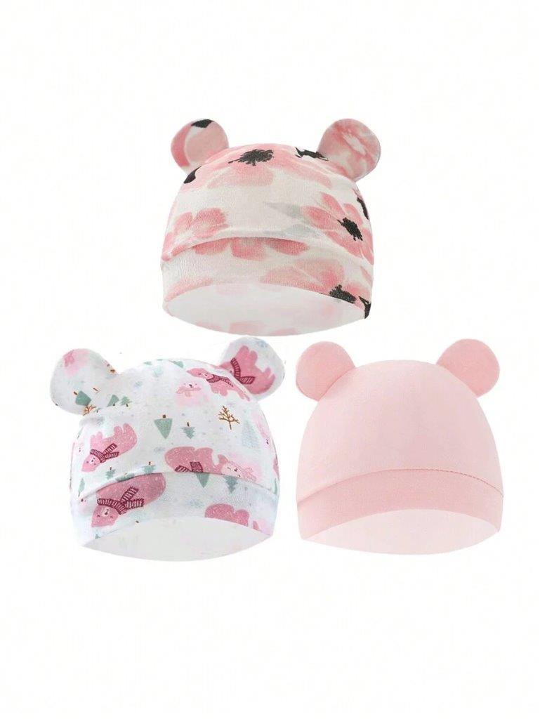 Baby 3 Piece Newborn Beanie Set 0-3 Months