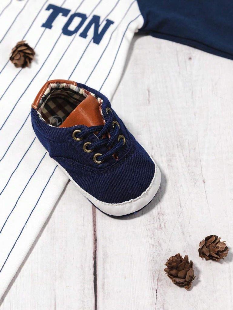 Baby Navy Lace UP Shoes