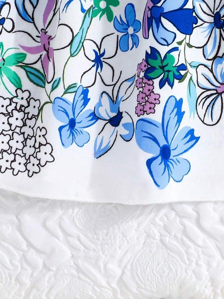 Toddler Girls Blue Flower Belted Dress