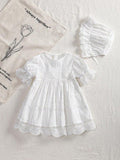 Baby White Lace Sleeve Dress (excluding hat)
