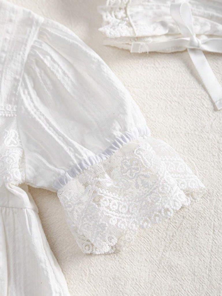 Baby White Lace Sleeve Dress (excluding hat)