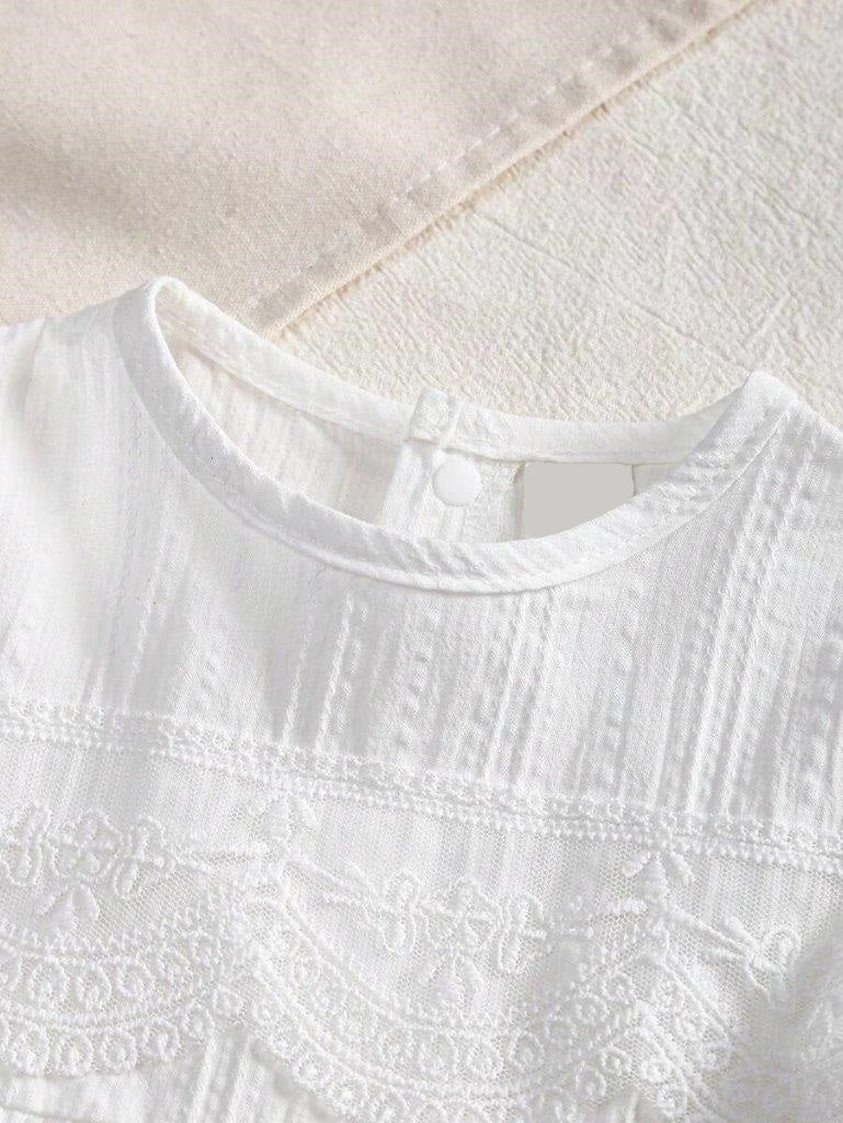 Baby White Lace Sleeve Dress (excluding hat)
