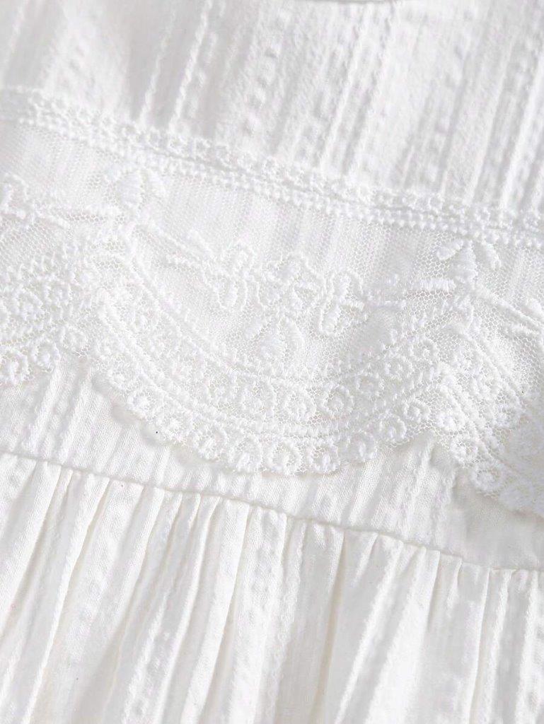 Baby White Lace Sleeve Dress (excluding hat)