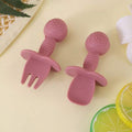 Baby Pink Silicon Spoon And Fork Set