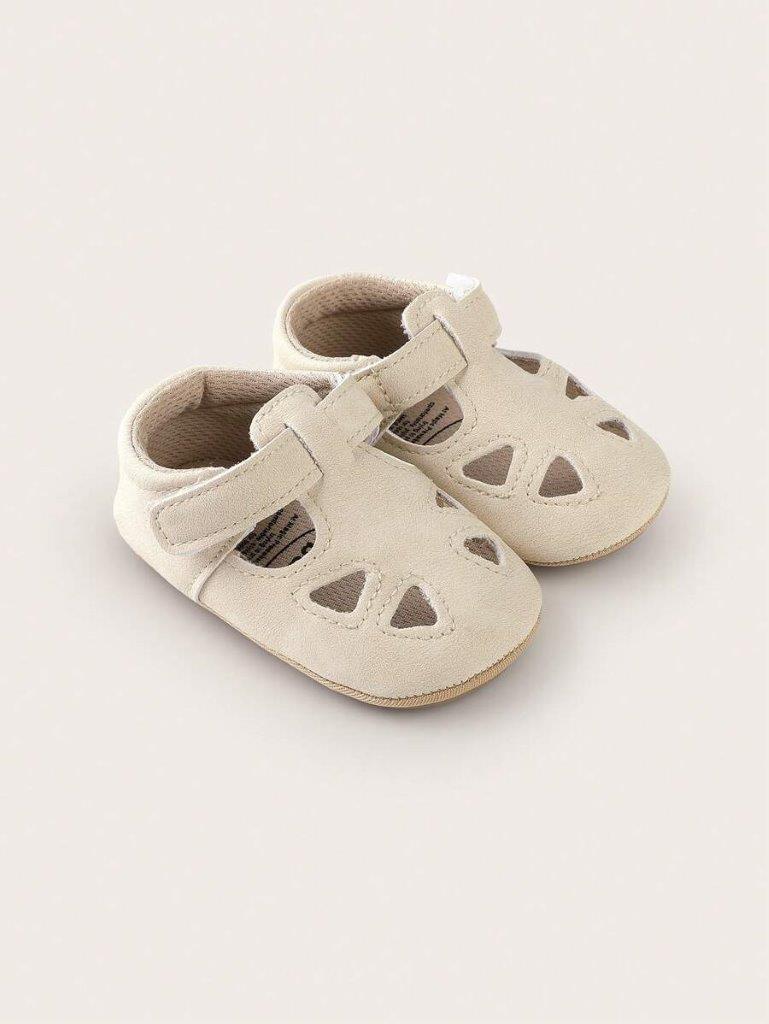 Baby Beige Pattern Leather Flats