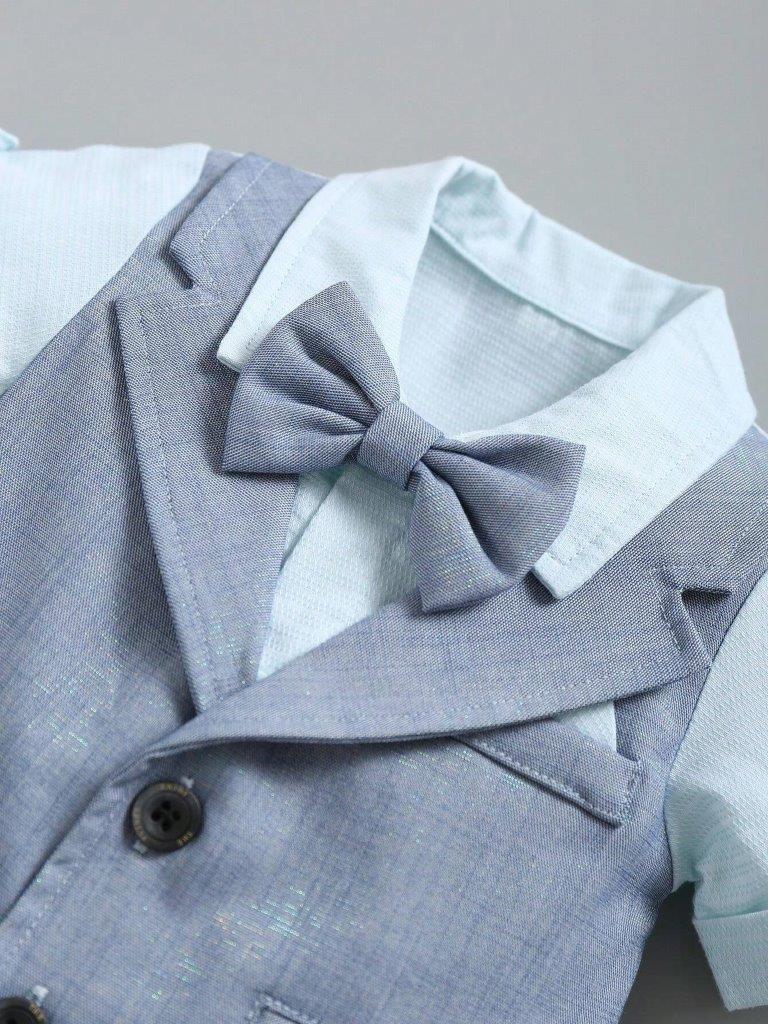 Baby Formal Gentleman Bow Tie Romper Blue