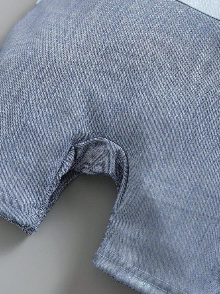 Baby Formal Gentleman Bow Tie Romper Blue