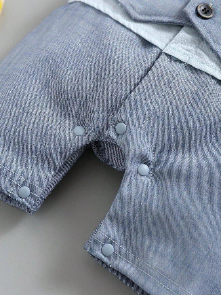 Baby Formal Gentleman Bow Tie Romper Blue