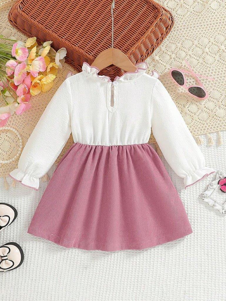 Baby Corduroy Front Bow Dress Pink