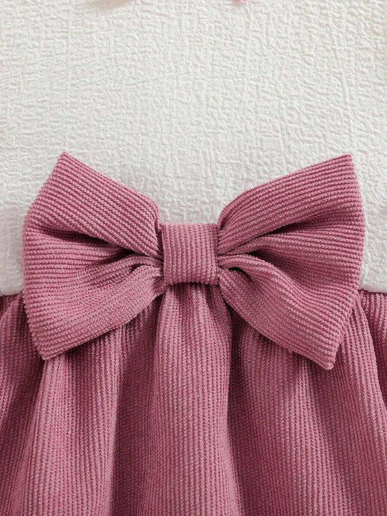 Baby Corduroy Front Bow Dress Pink