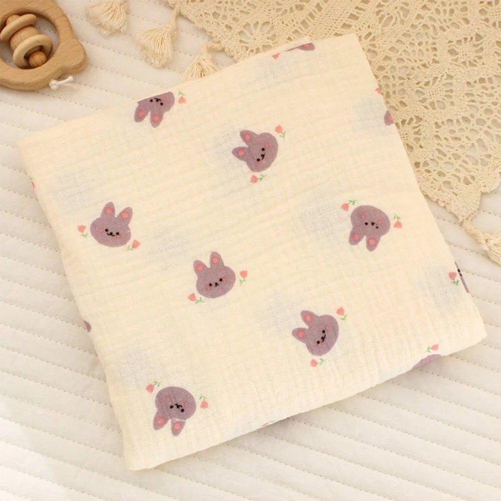 Baby Purple Rabbit Print Muslin Blanket