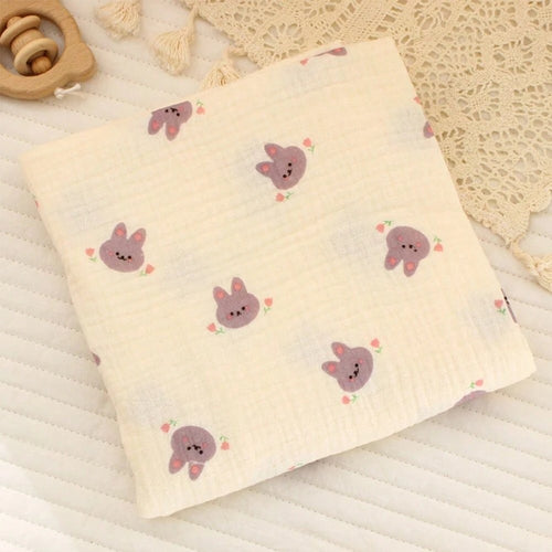 Baby Purple Rabbit Print Muslin Blanket