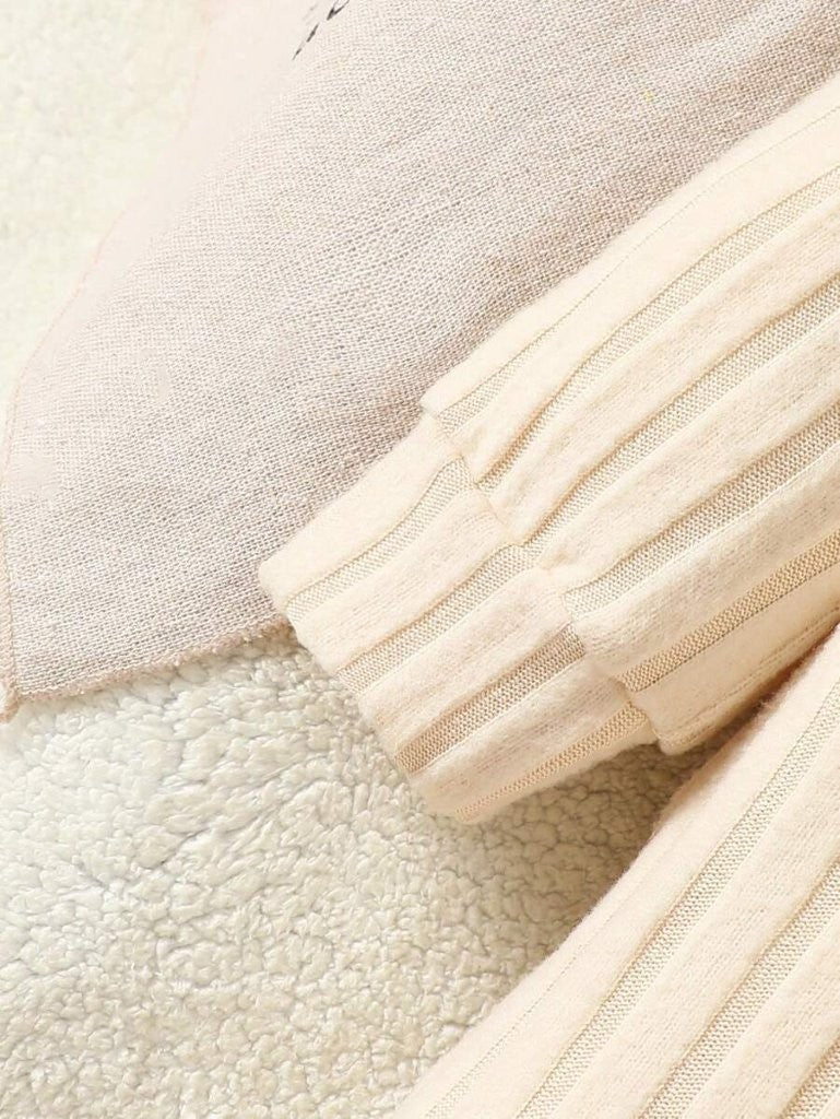 Baby Apricot Stripe Fleece Jumpsuit With Beanie