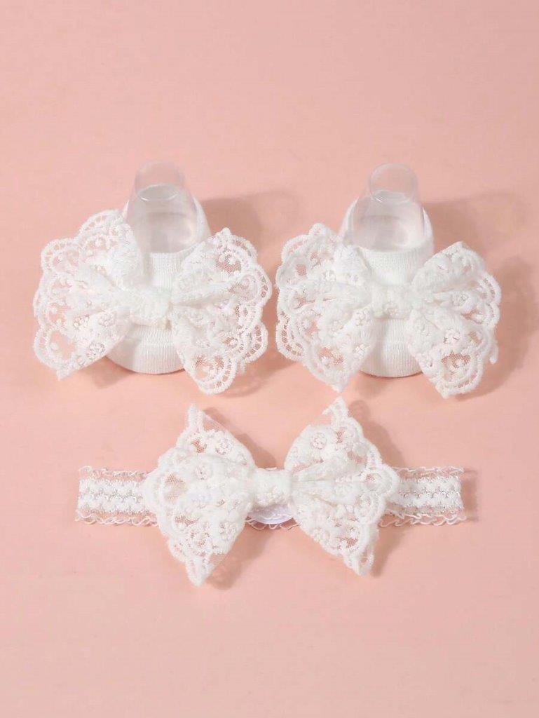 Baby Lace Decor Socks With Headband
