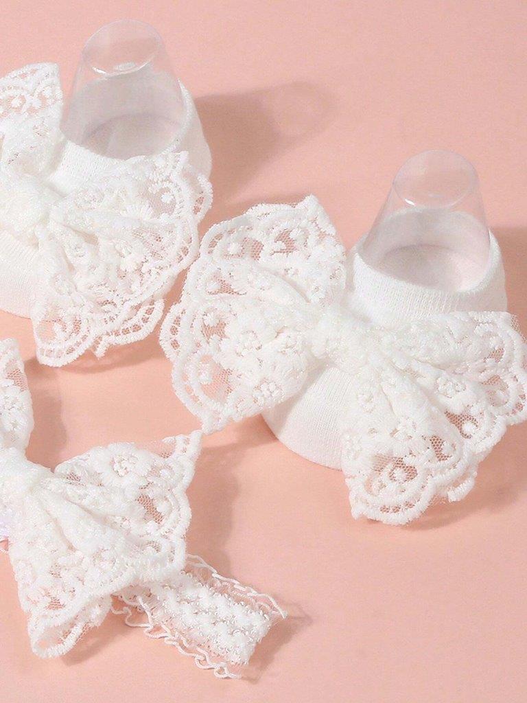 Baby Lace Decor Socks With Headband