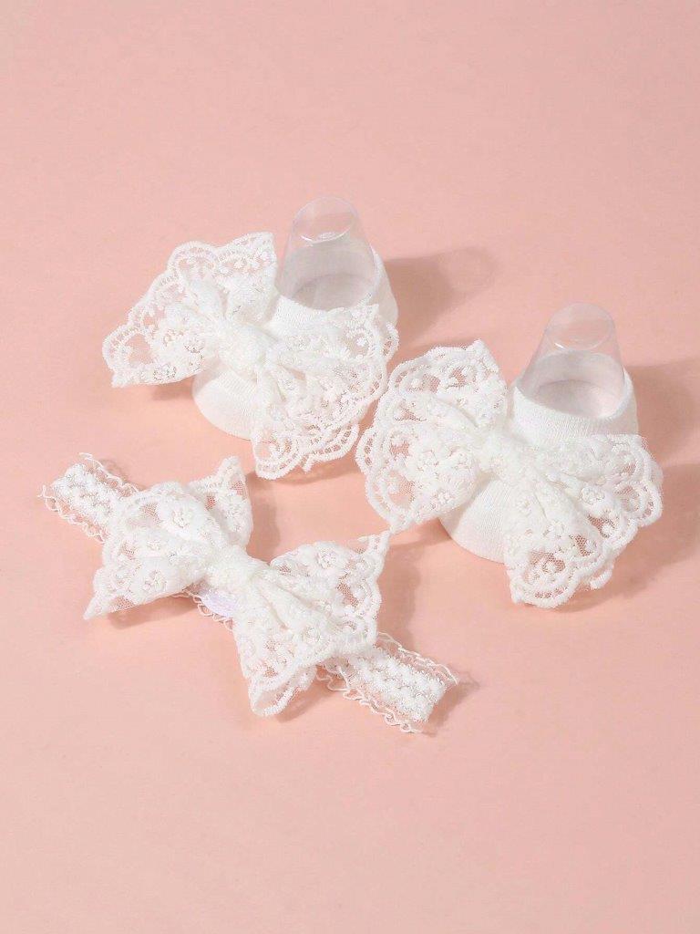 Baby Lace Decor Socks With Headband