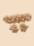 Baby Flower Headband With Clips Set Camel