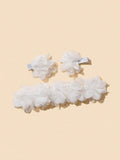 Baby Flower Headband With Clips Set White