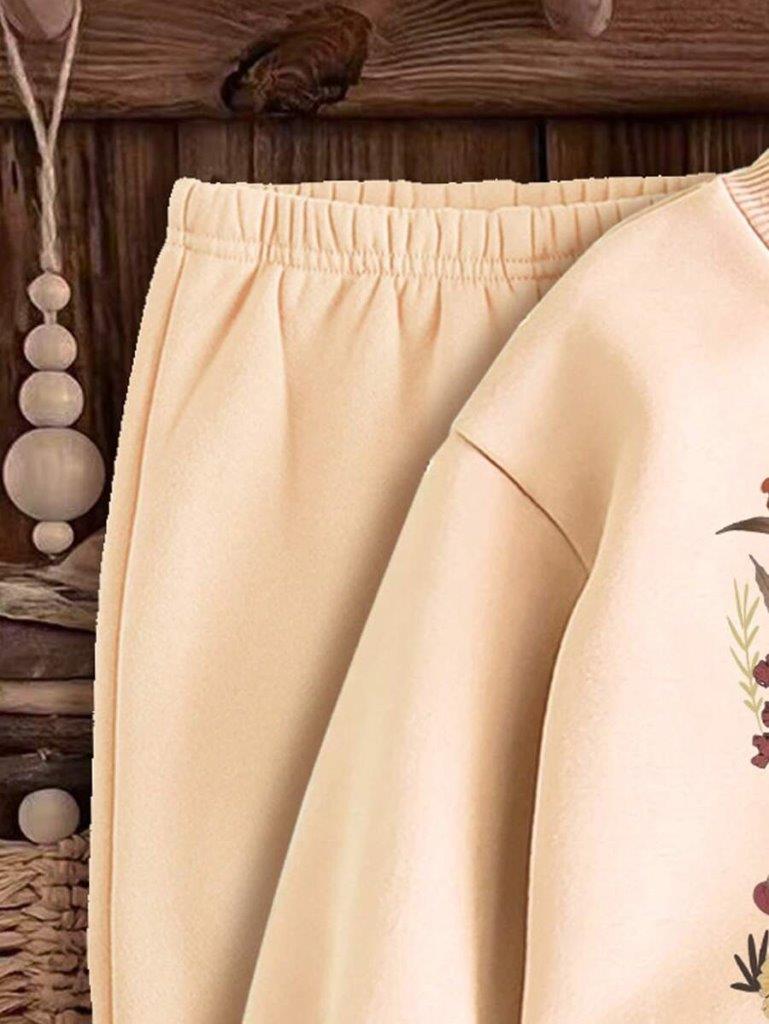 Baby Flower Print Sweatshirt And Pants Set