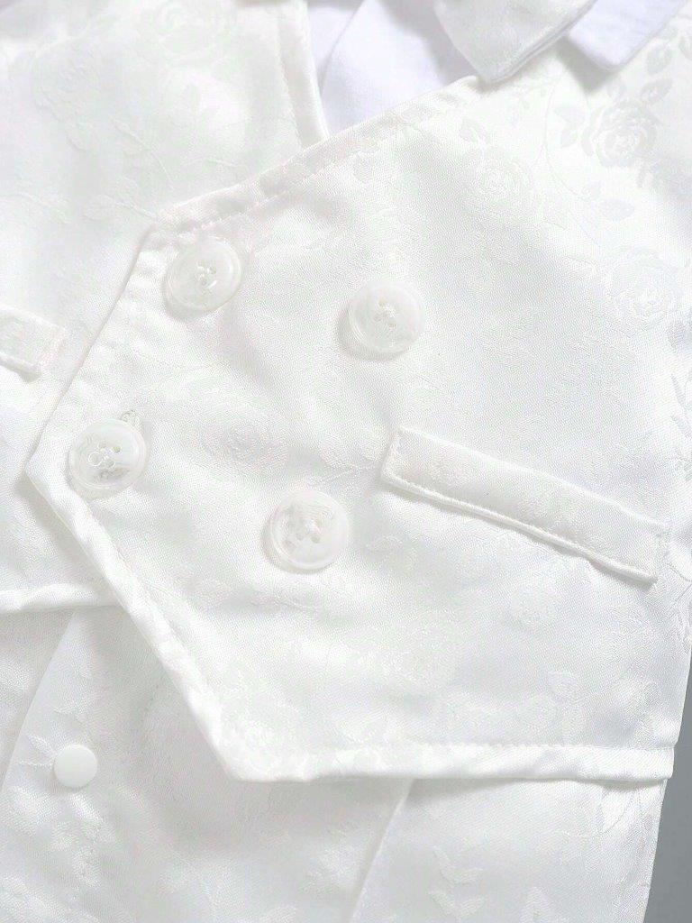 Baby White Silky Baptism Bow Tie Gentleman Romper