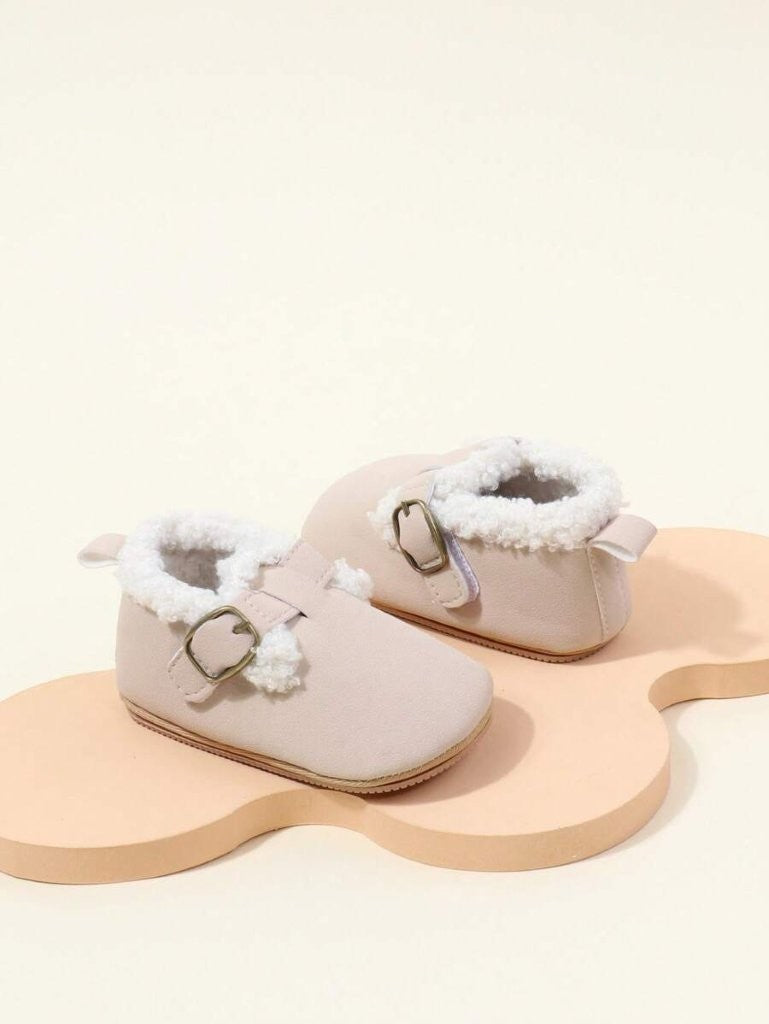 Baby Fur Buckle Strap Shoes