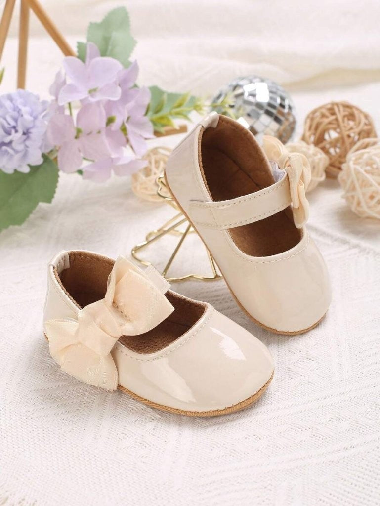 Baby Apricot Shiny Side Bow Flats