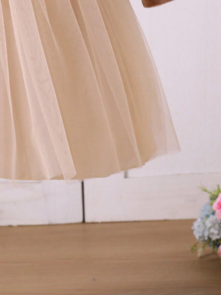 Toddler Girls Flower Waist Velvet Dress