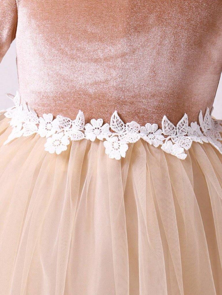 Toddler Girls Flower Waist Velvet Dress