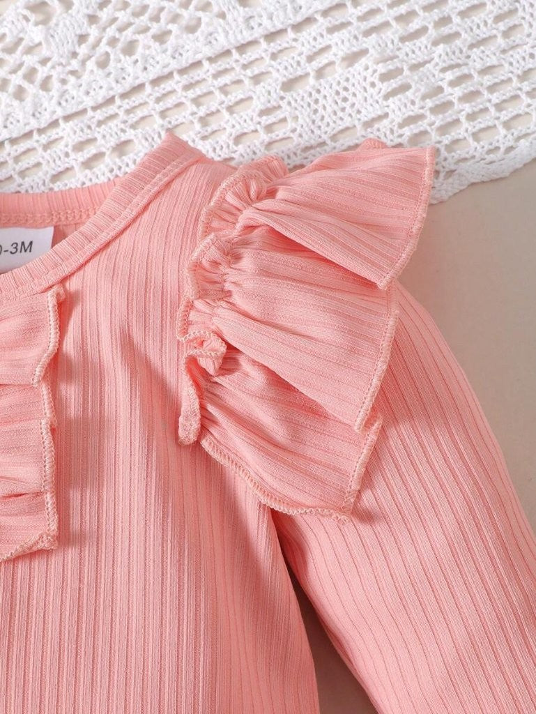 Baby Long Sleeve Ruffle Bodysuit And Pants Set