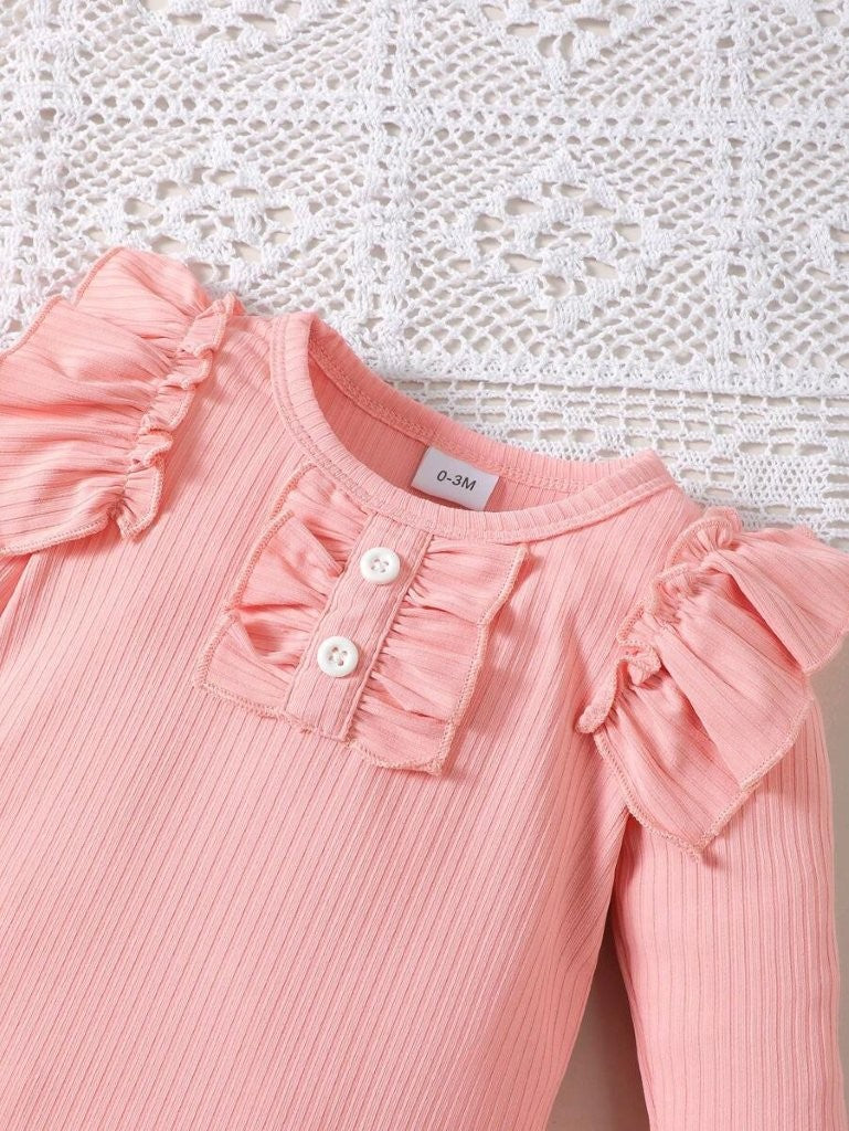 Baby Long Sleeve Ruffle Bodysuit And Pants Set