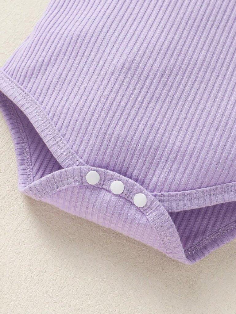 Baby Ribbed Ruffle bodysuit With Bow Shorts Set