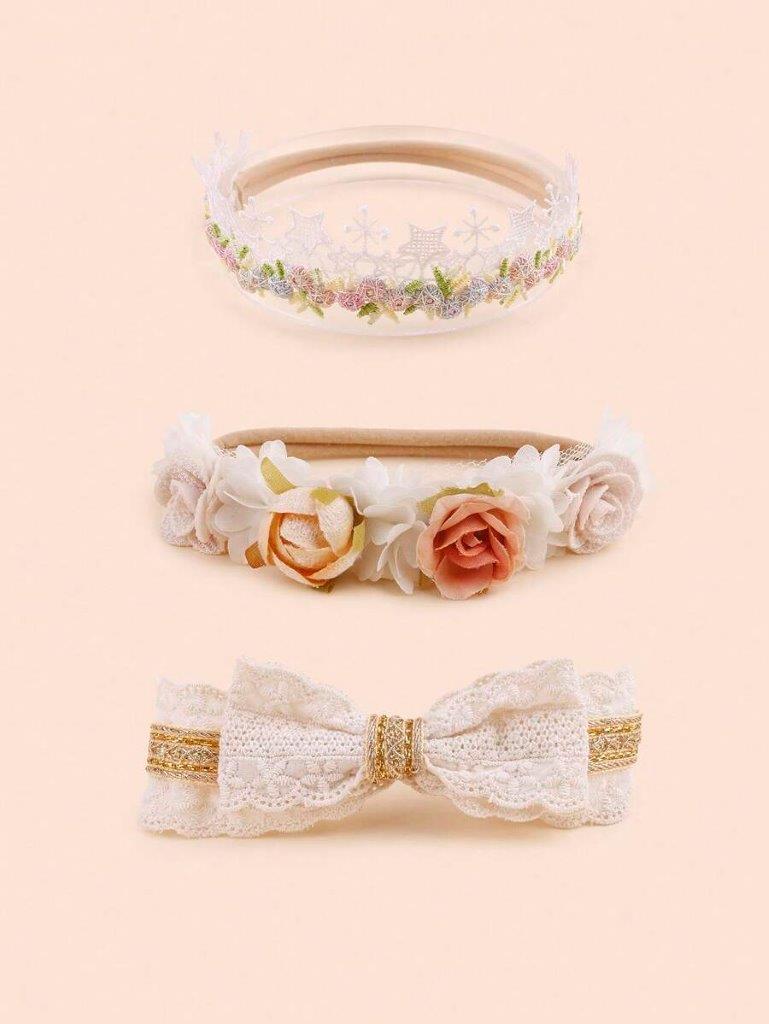 Baby 3 Piece Lace Decor Headband Set