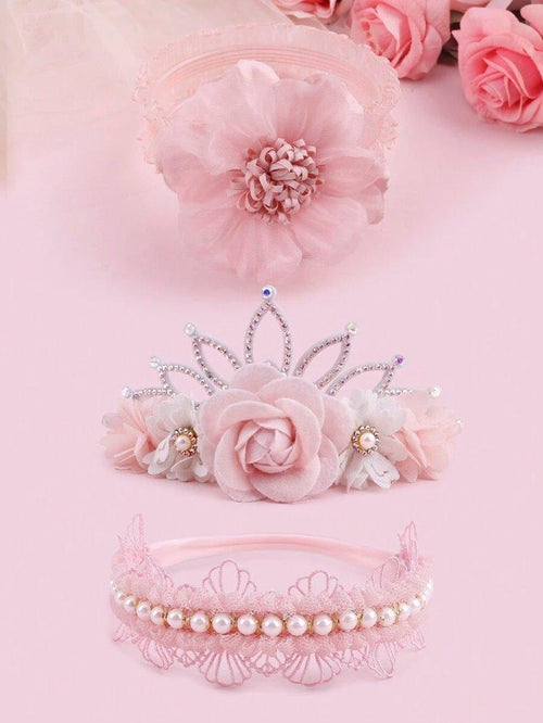 Baby 3 Piece Tiara Rose Headband Set