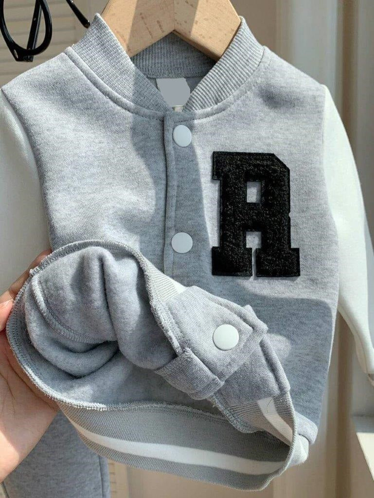 Baby Varsity Jacket And Pants Set Grey